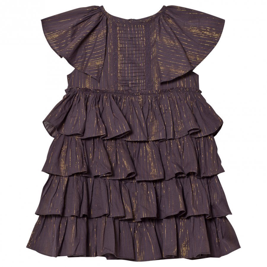 Velveteen Purple Josephine Tiered Dress Juhlamekko