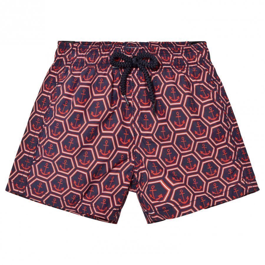 Vilebrequin Navy And Red Anchor Print Swimming Trunks Uimahousut