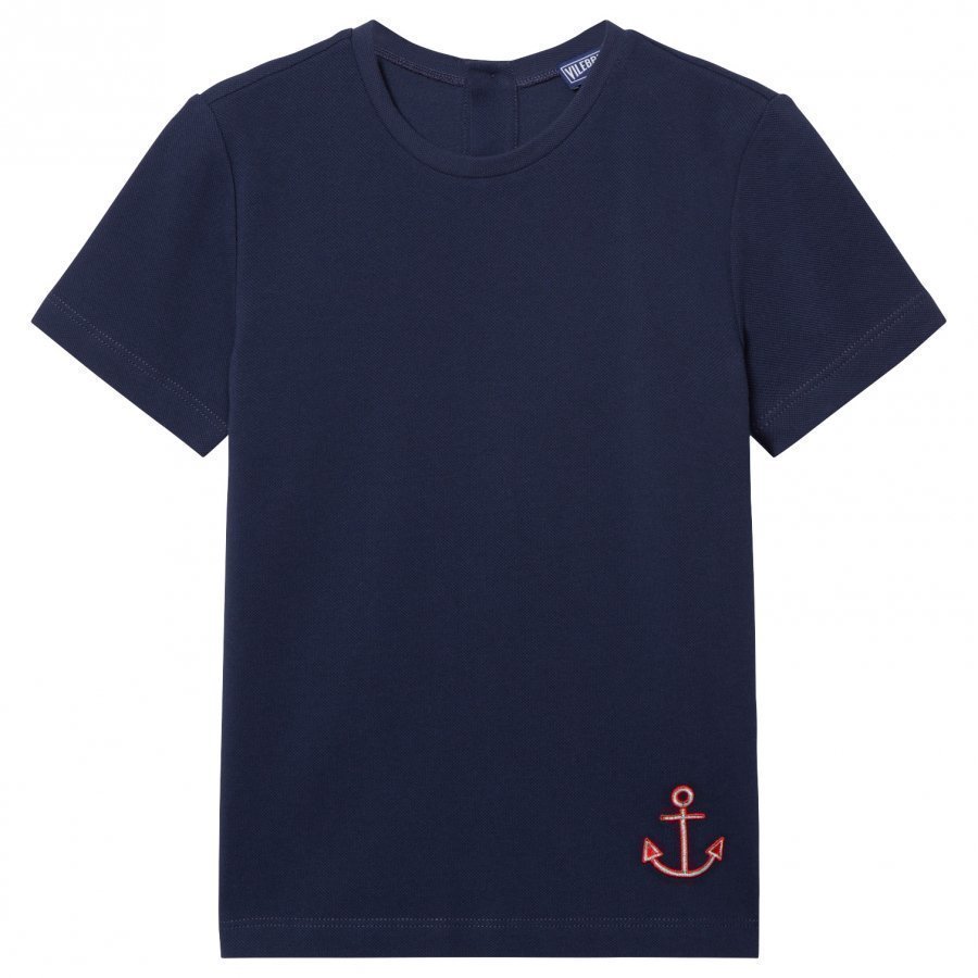 Vilebrequin Navy Tee With Red Anchor T-Paita