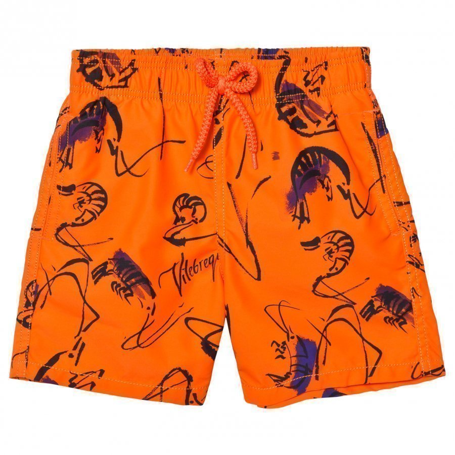 Vilebrequin Orange Print Swimming Trunks Uimahousut