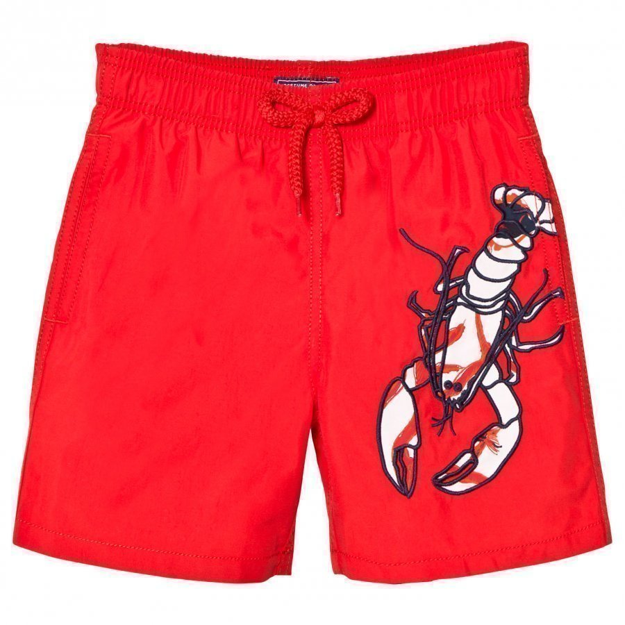 Vilebrequin Red Lobster Embroidered Swimming Trunks Uimahousut