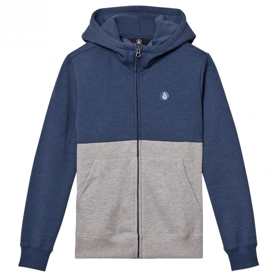 Volcom Blue And Grey Small Logo Hoodie Huppari