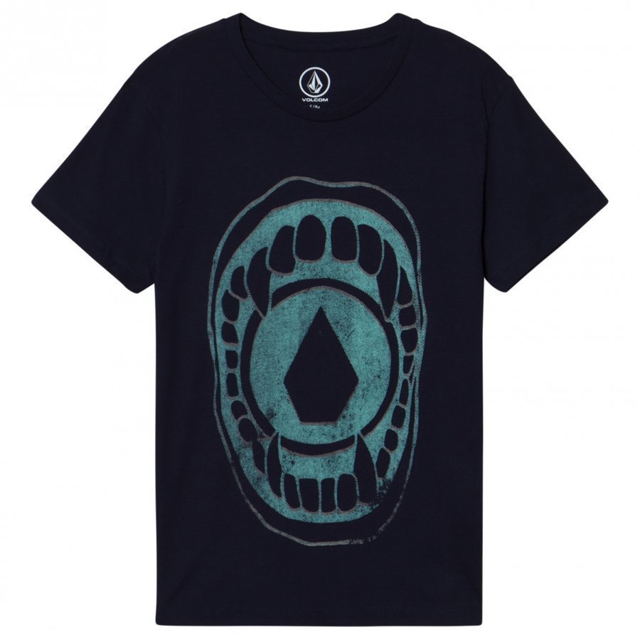 Volcom Navy Chew Skull Mouth Graphic Tee T-Paita