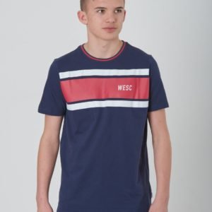 Wesc Max Chest Stripes Jr T-Paita Sininen