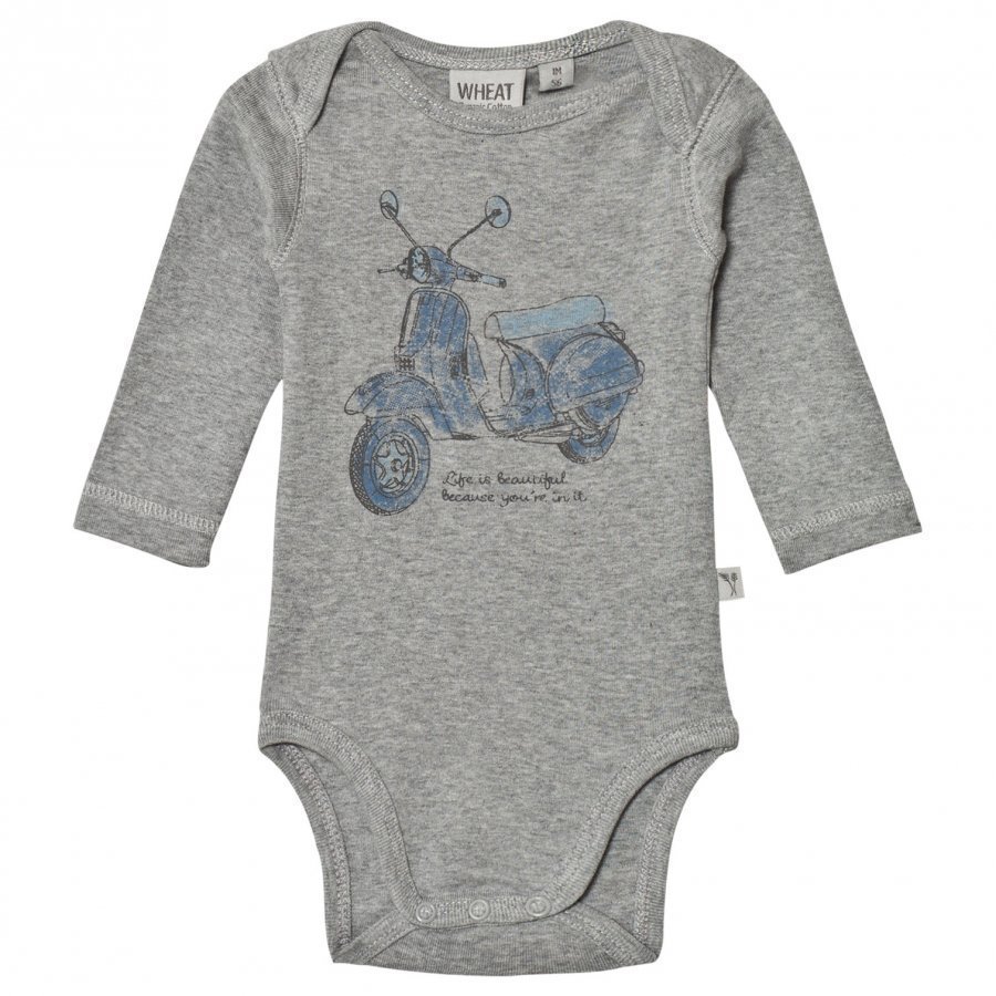 Wheat Baby Body Print Melange Grey Body