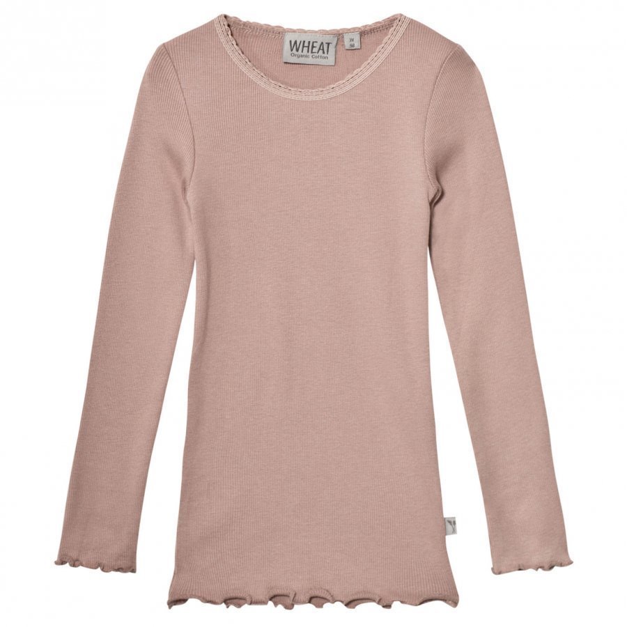 Wheat Rib Lace Long Sleeve Tee Fawn T-Paita