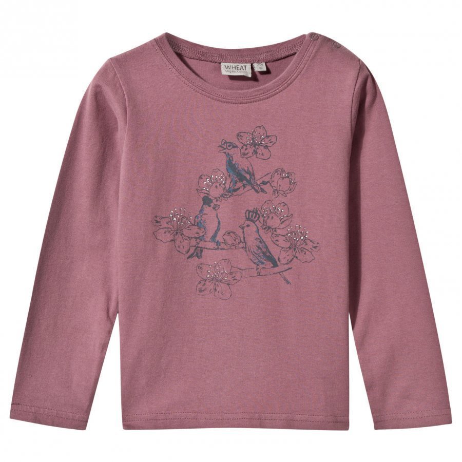 Wheat T-Shirt Birds Talk Lavender Pitkähihainen T-Paita