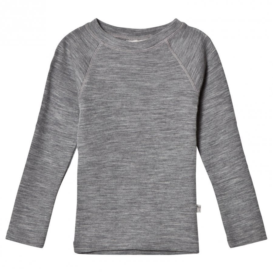 Wheat Wool T-Shirt Ls Grey T-Paita