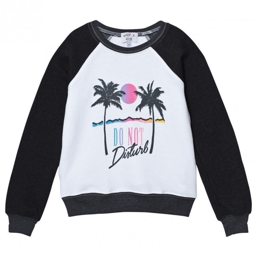 Wildfox Black And White Raglan Do No Disturb Print Sweater Oloasun Paita