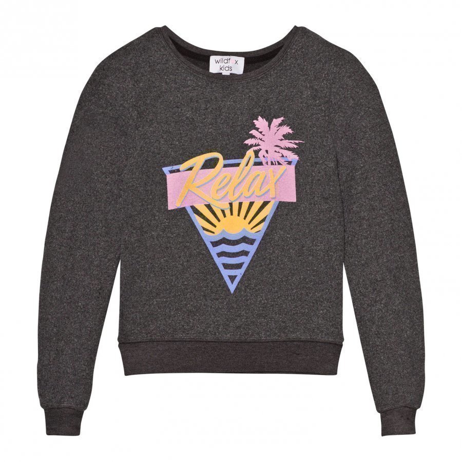 Wildfox Black Relax Print Baggy Beach Jumper Paita