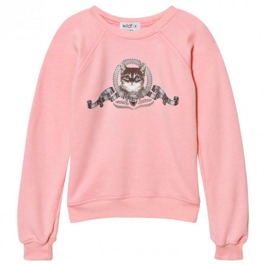 Wildfox Pink Silver Screen Kitten Sweater Oloasun Paita