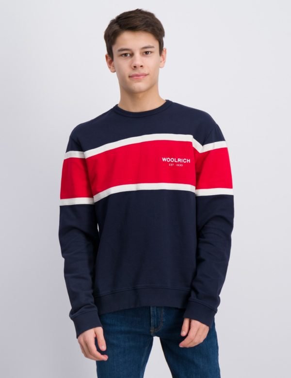 Woolrich Block Crew Neck Neule Sininen