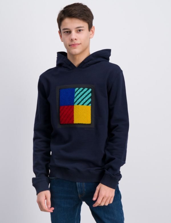 Woolrich Patch Logo Hoodie Neule Sininen