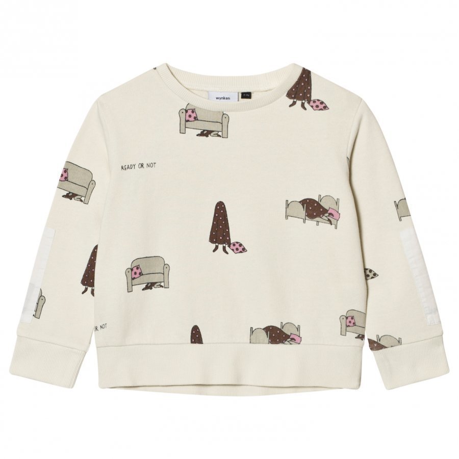 Wynken Cream Hide And Seek Print Sweatshirt Oloasun Paita