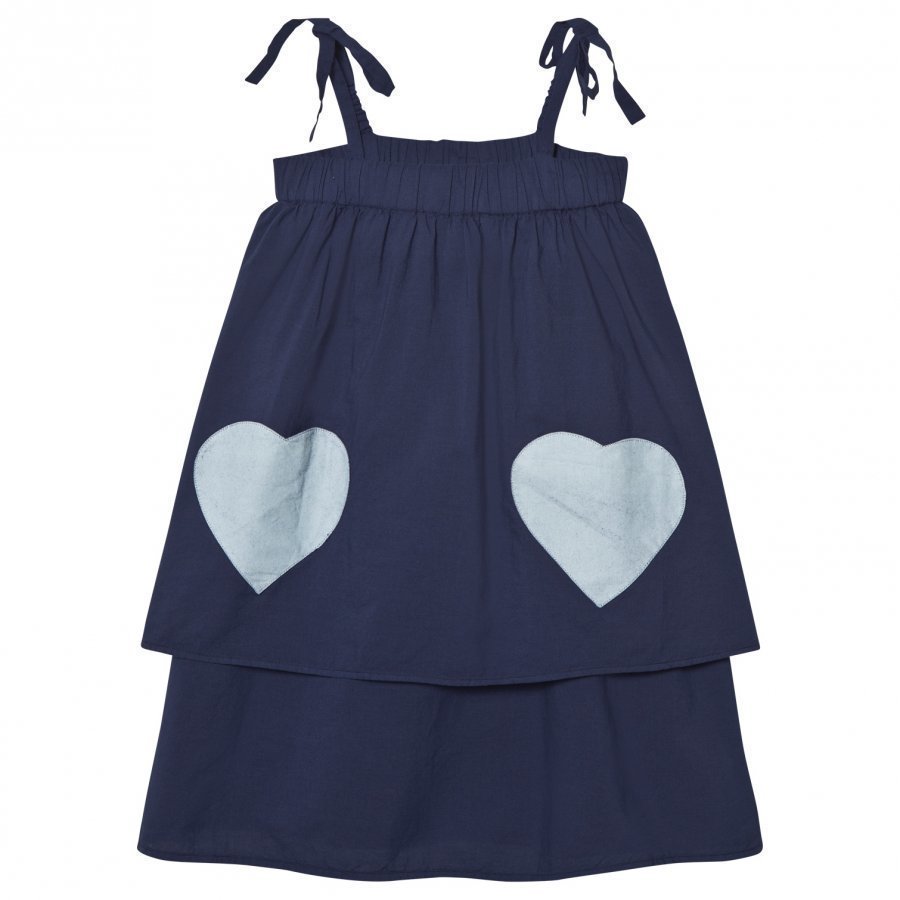 Wynken Navy And Cream Heart Pocket Stappy Sun Dress Mekko