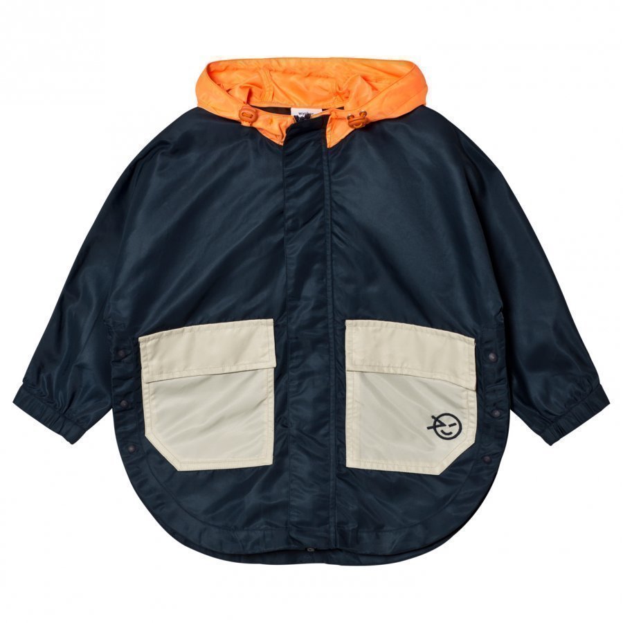 Wynken Navy And Orange Zip-Through Poncho Sadetakki