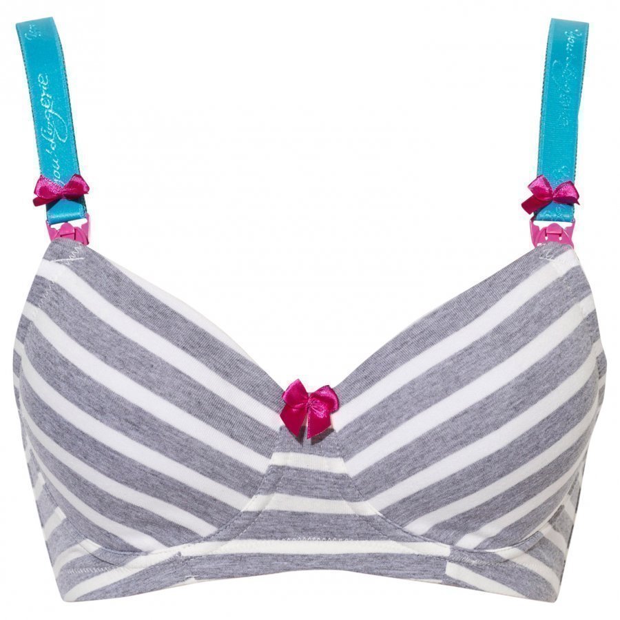 You! Lingerie London Bra Gray/White Stripes Raskausajan Rintaliivit