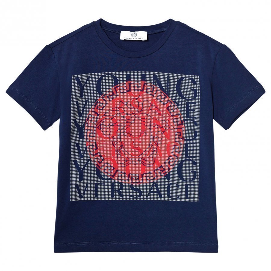 Young Versace Blue Red Medusa Branded Tee T-Paita