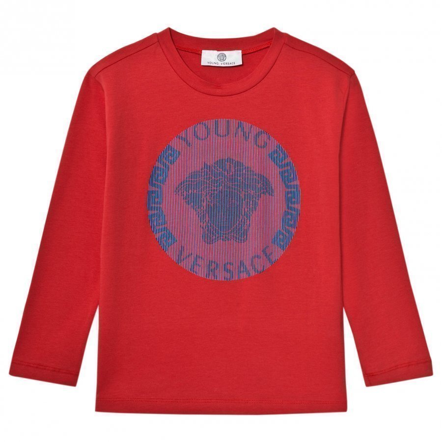 Young Versace Red Blue Medusa Long Sleeve Tee Pitkähihainen T-Paita