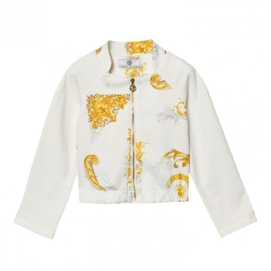 Young Versace White And Gold Baroque Print Bomber Jacket Bomber Takki