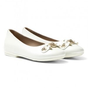 Young Versace White Medusa Plaque Pumps Ballerinat