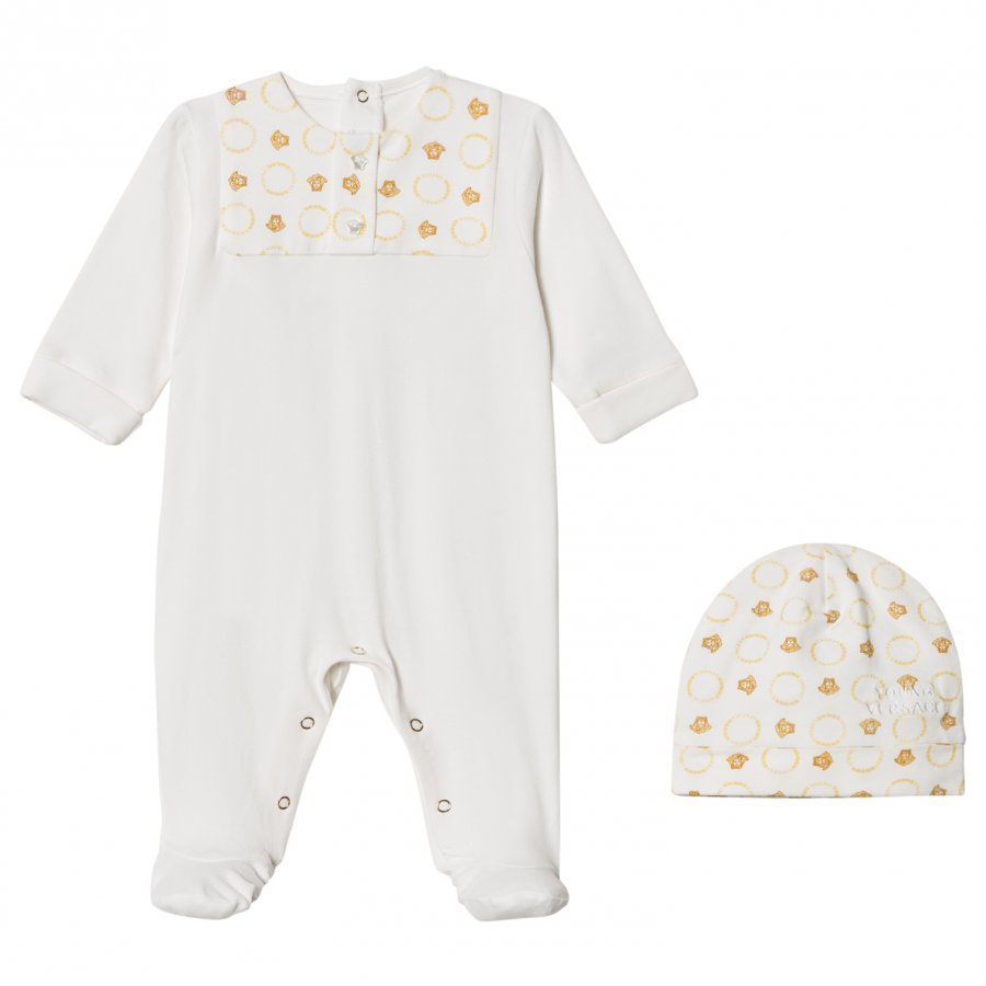 Young Versace White/Gold Footed Baby Body And Beanie Gift Box Lahjasetti